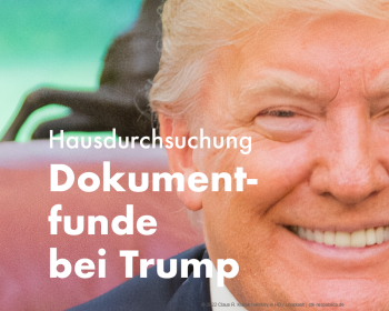 Ein Bild vom grisenden damals noch Präsidenten Trump mit der Überschrift: "Dokumentenfunde bei Trump" | © 2022 Claus R. Kullak | History in HD / Unsplash | crk-respublica.de